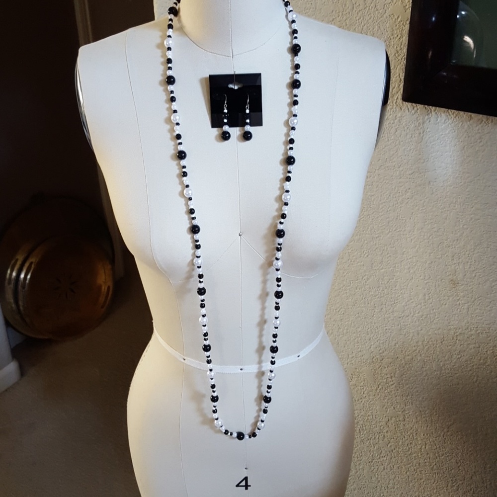 NWT Salt & Pepper Necklace & Earring Set